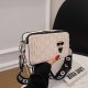Cream White Casual Street Figure Letter Patchwork Zipper Bags