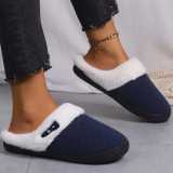 Navy Blue Casual Living Patchwork Contrast Round Keep Warm Comfortable Shoes