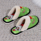 Green Casual Living Patchwork Printing Round Keep Warm Comfortable Shoes