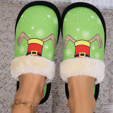 Green Casual Living Patchwork Printing Round Keep Warm Comfortable Shoes