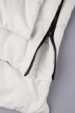 Cream White Casual Solid Patchwork Hooded Collar Outerwear