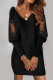 Black Casual Solid Patchwork V Neck Long Sleeve Dresses