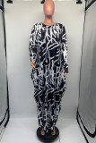 Pink Casual Print Basic O Neck Long Sleeve Dresses