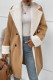 Khaki Casual Solid Patchwork Turndown Collar Outerwear