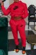 Red Casual Print Letter Hooded Collar Long Sleeve Two Pieces