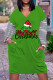 Green Casual Print Basic V Neck Long Sleeve Dresses
