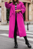 Purple Casual Solid Cardigan Turndown Collar Outerwear
