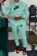 Lake Blue Casual Print Letter Hooded Collar Long Sleeve Two Pieces