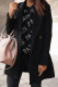 Black Casual Solid Cardigan Turndown Collar Outerwear