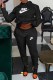 Black Casual Print Letter Hooded Collar Long Sleeve Two Pieces