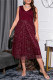 Red Casual Solid Patchwork V Neck Sleeveless Dress Plus Size Dresses