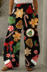 Black Brown Casual Print Pocket Straight High Waist Straight Full Print Bottoms
