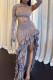 Snake Print Celebrities Print Hollowed Out Patchwork Flounce O Neck Trumpet Mermaid Dresses