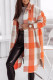 Orange Casual Plaid Cardigan Turndown Collar Outerwear