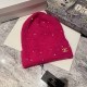 Rose Red Casual Street Letter Pearl Hat