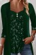 Olive Green Casual Patchwork Sequins V Neck Tops