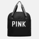 Black Casual Simplicity Letter Zipper Bags