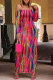 Colour Sexy Casual Print Backless Off the Shoulder Long Sleeve Dresses