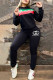Black Elegant Print Letter Hooded Collar Long Sleeve Two Pieces