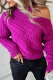 Rose Red Casual Solid Hollowed Out O Neck Tops