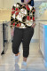 Black Casual Print Basic O Neck Long Sleeve Two Pieces