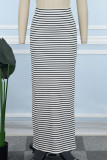 Stripe Casual Striped Patchwork Regular Mid Waist Full Print Bottoms