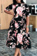 Black Elegant Floral Patchwork O Neck A Line Dresses