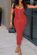 Red Sexy Casual Solid Backless Spaghetti Strap Long Dress Dresses