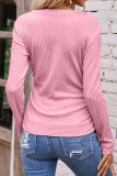 Pink Casual Solid Fold V Neck Tops