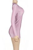 Purple Sexy Casual Solid Basic V Neck Long Sleeve Dresses