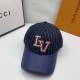 Blue Casual Street Letter Striped Embroidered Hat
