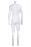 Khaki Fashion Casual Solid Basic Turtleneck Skinny Jumpsuits