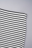 Stripe Casual Striped Patchwork Regular Mid Waist Full Print Bottoms