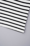 Stripe Casual Striped Patchwork Regular Mid Waist Full Print Bottoms