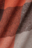 Orange Casual Plaid Patchwork Turndown Collar Outerwear