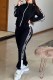 Black Elegant Print Letter Zipper Collar Long Sleeve Two Pieces