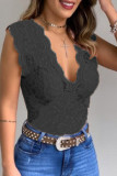 Pink Casual Solid Patchwork V Neck Tops