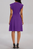 Purple Casual Solid Frenulum V Neck Sleeveless Dress Dresses