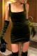 Dark Green Casual Solid Backless U Neck Vest Dress Dresses (With Sleeves)