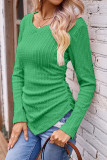 Pink Casual Solid Fold V Neck Tops