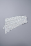 Silver Casual Patchwork Sequins Frenulum V Neck Long Sleeve Dresses