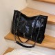 Black Casual Simplicity Letter Chains Bags