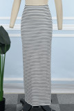 Stripe Casual Striped Patchwork Regular Mid Waist Full Print Bottoms