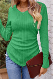 Apricot Casual Solid Fold V Neck Tops