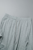 Grey Sexy Solid Hollowed Out Patchwork Regular High Waist Conventional Patchwork Bottoms