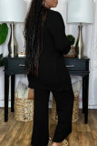 Coffee Casual Solid Patchwork Buckle Cardigan Collar Long Sleeve Three Pieces