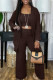 Coffee Casual Solid Patchwork Buckle Cardigan Collar Long Sleeve Three Pieces