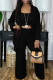Black Casual Solid Patchwork Buckle Cardigan Collar Long Sleeve Three Pieces
