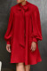 Brick Red Sweet Solid Bandage Patchwork O Neck Straight Dresses