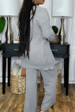 Coffee Casual Solid Patchwork Buckle Cardigan Collar Long Sleeve Three Pieces